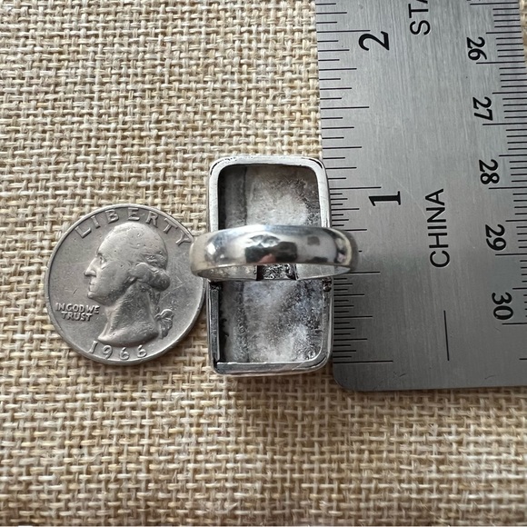 New Zebra Agate Lace Calcite Silver Overlay Ring Size 7.25 - Picture 5 of 6